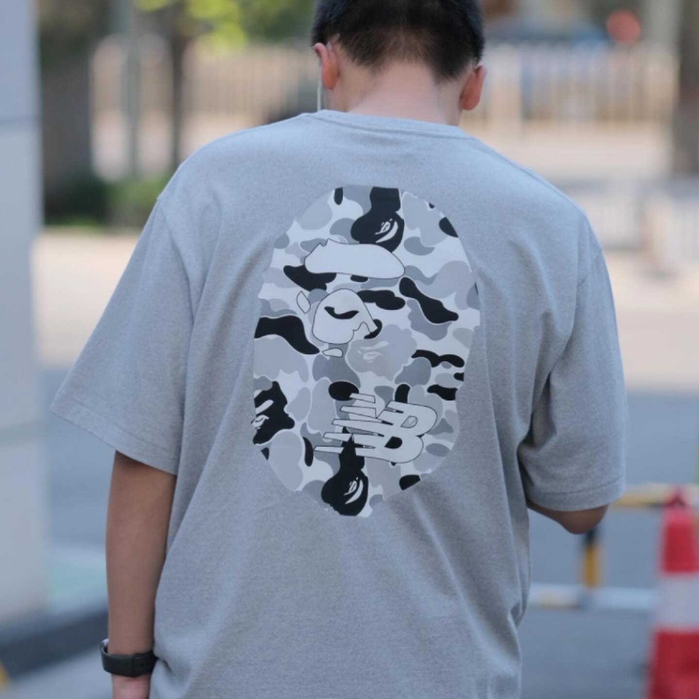 New Balance x A Bathing Ape BAPE Head Logo Tee Grey