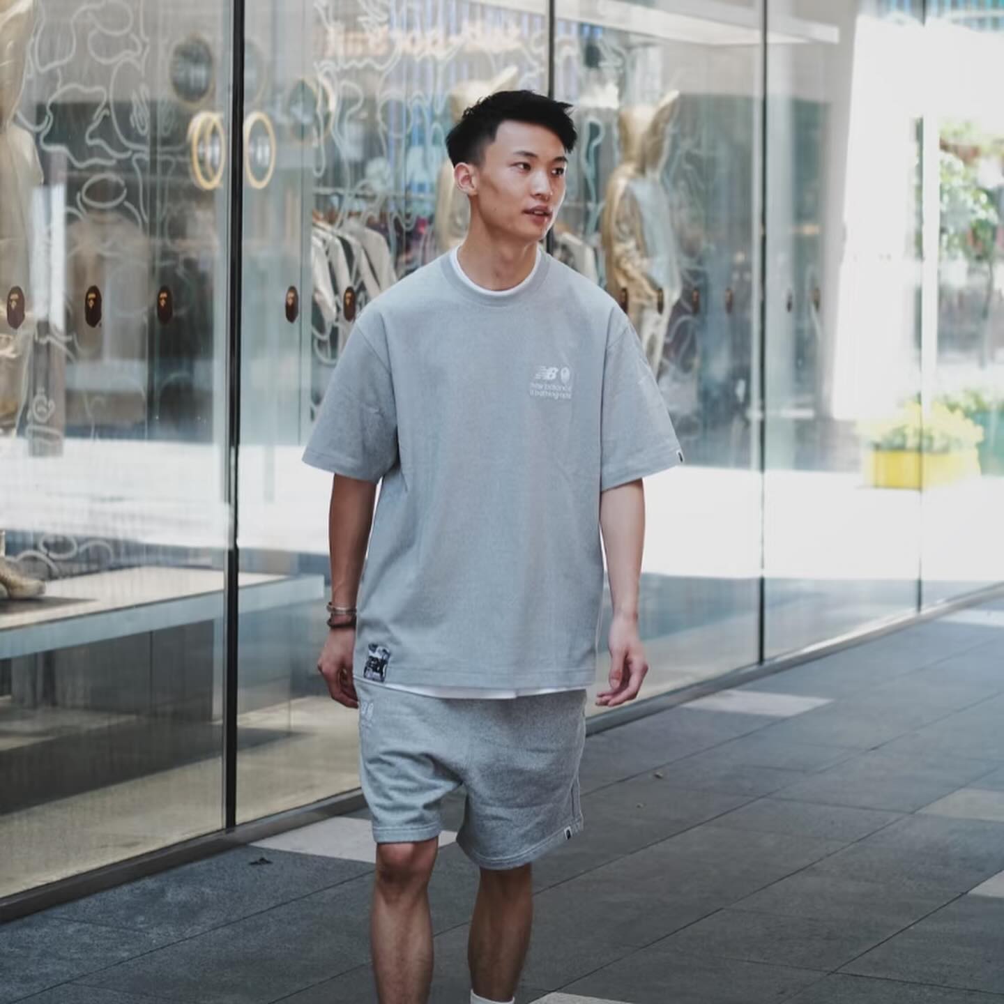 New Balance x A Bathing Ape BAPE Head Logo Tee Grey