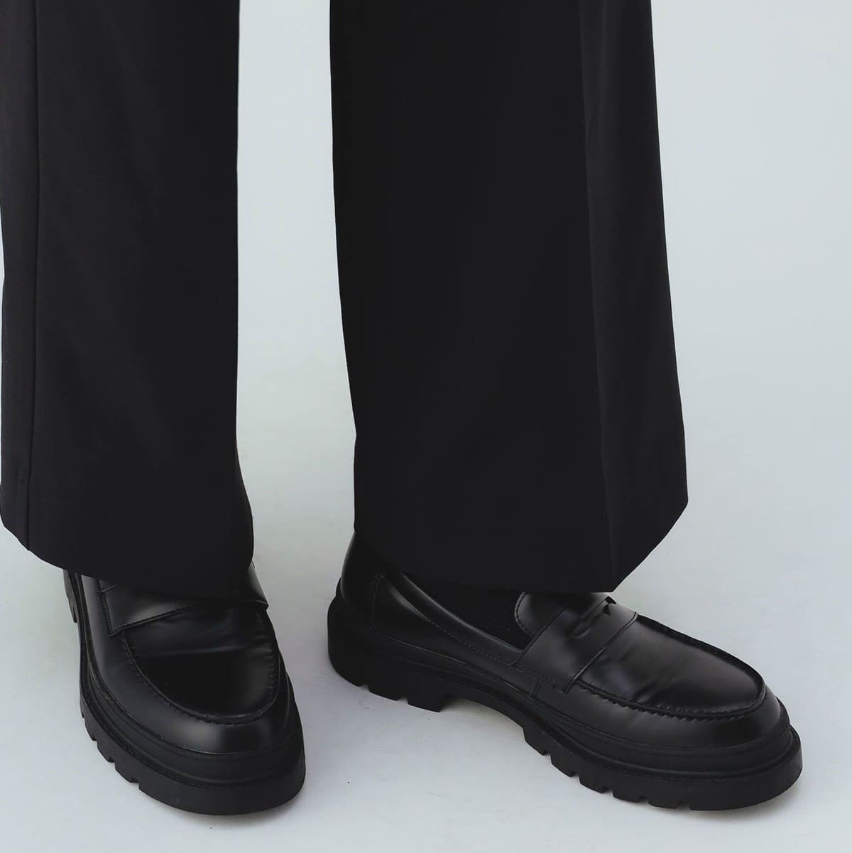 Beams Heart JP Volume Sole Coin Loafers Black Suede / Black Smooth