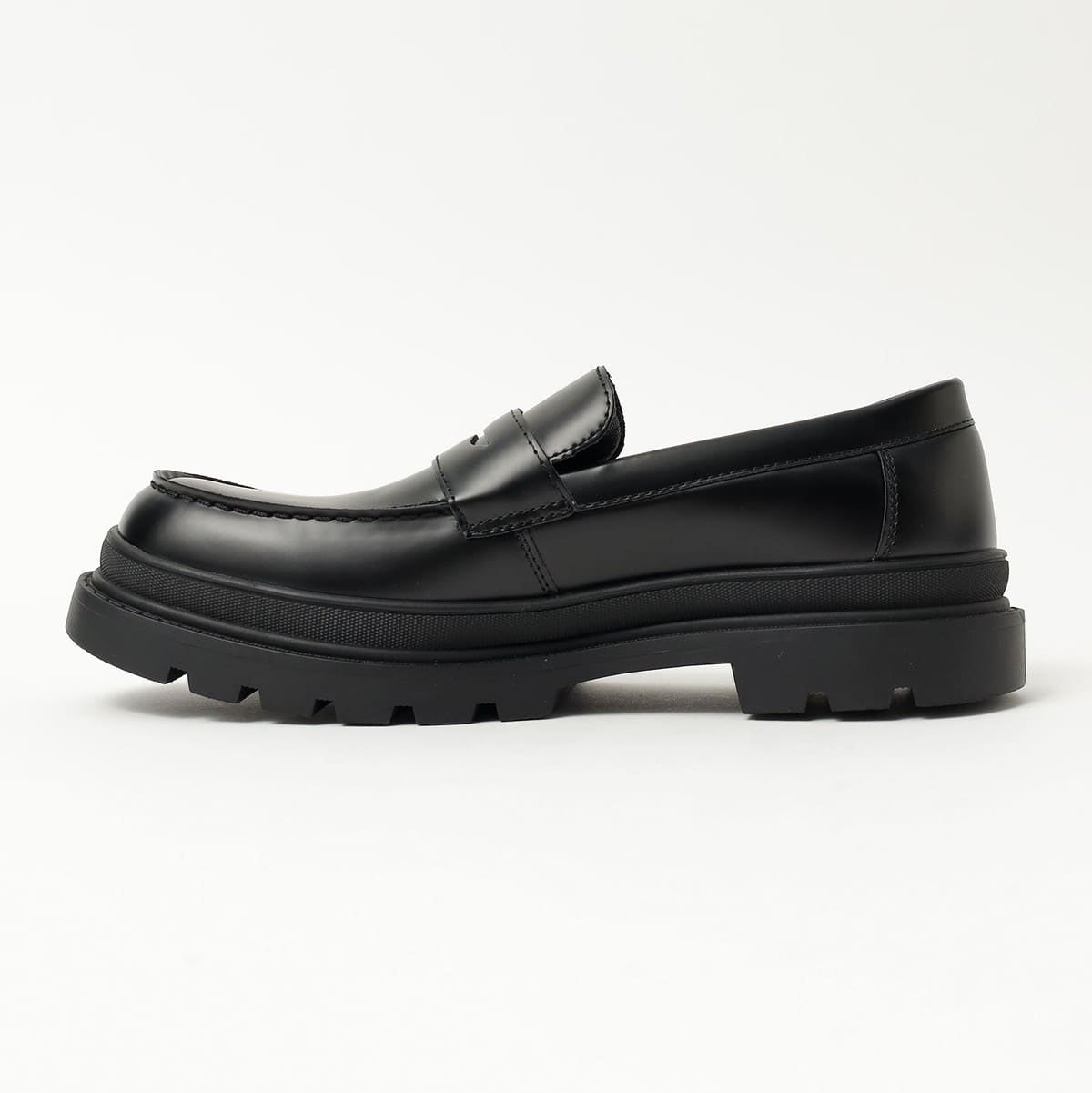 Beams Heart JP Volume Sole Coin Loafers Black Suede / Black Smooth