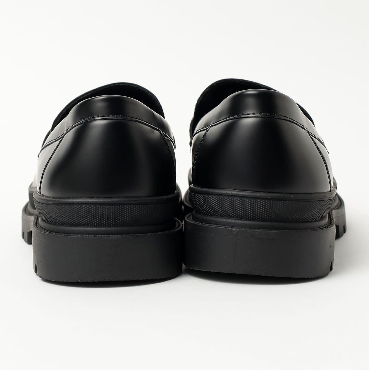 Beams Heart JP Volume Sole Coin Loafers Black Suede / Black Smooth
