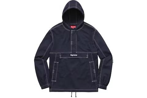 Supreme Contrast Stitch Twill Pullover Jacket Navy