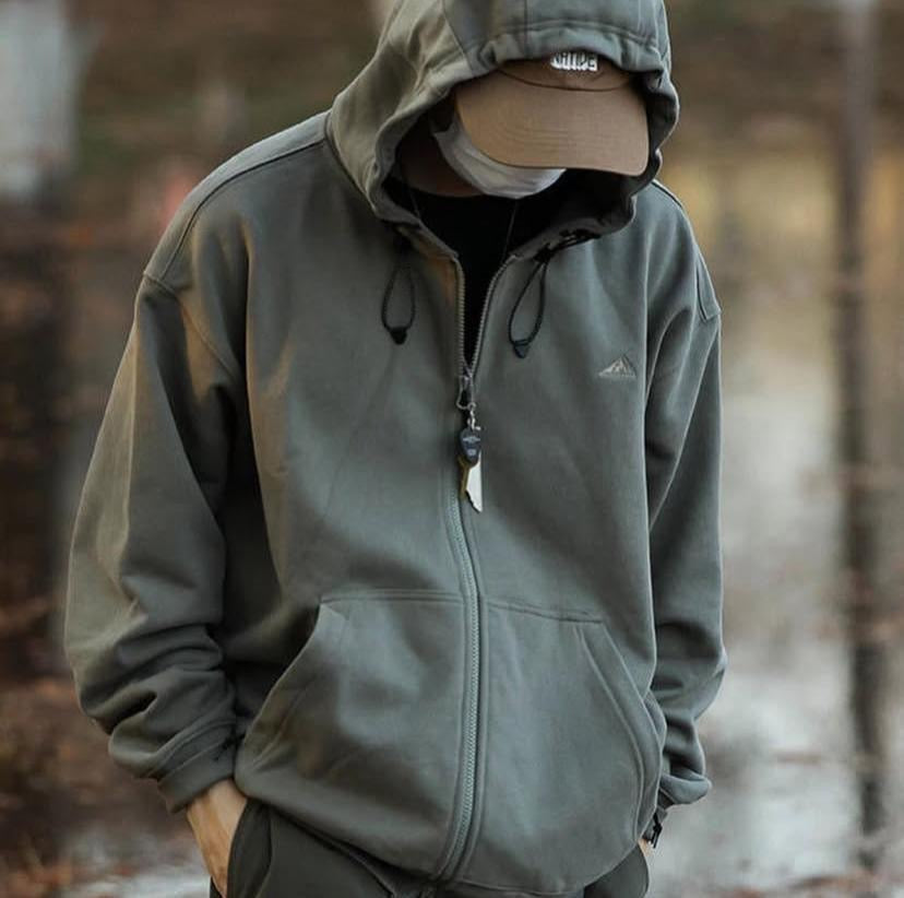 Pin Sktbs Sweat Hooded Trail Full Zip Up Black Olive