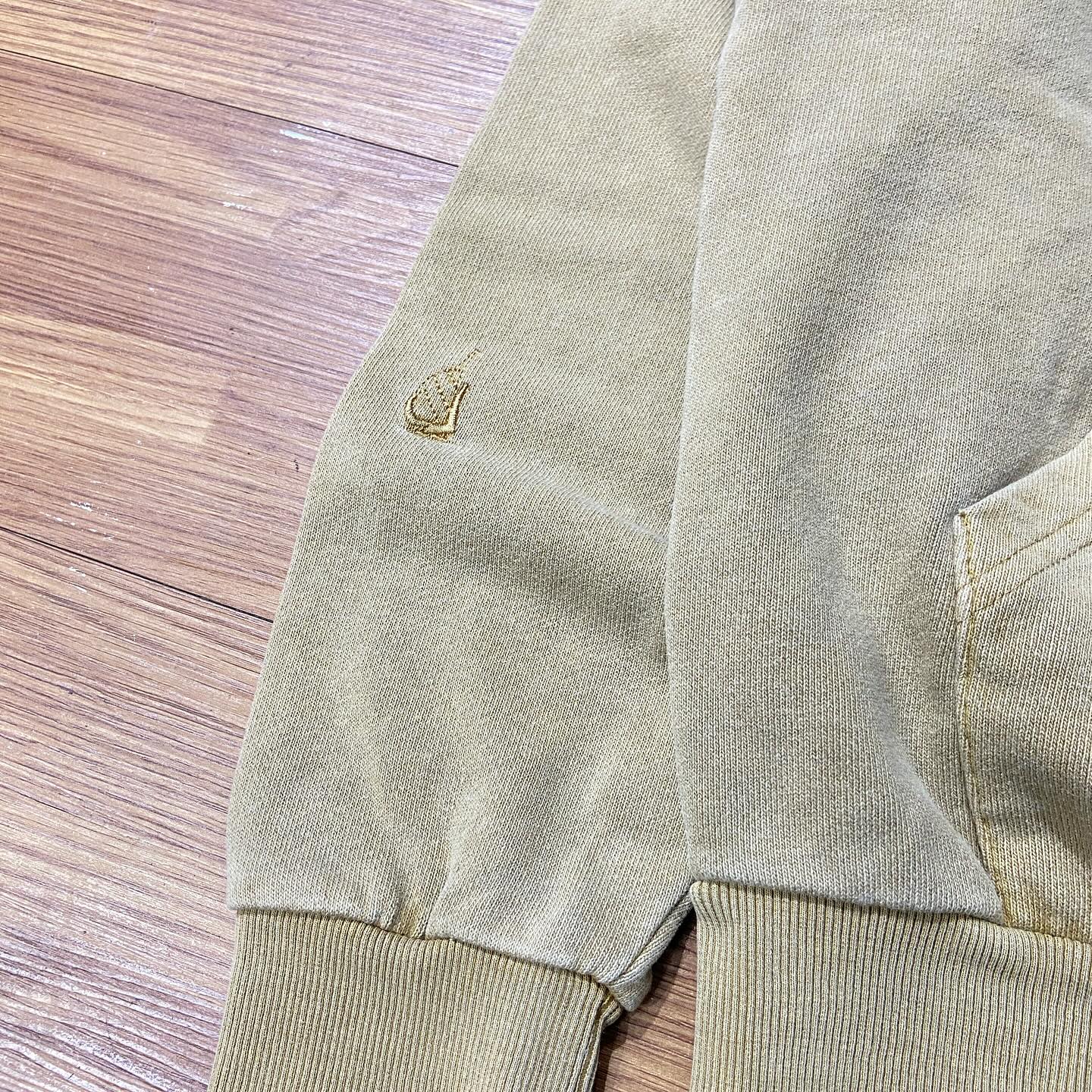 Nautica White Sail Label Pigment Dyed Arch Logo Hooded Sweatshirts Hoodie Khaki