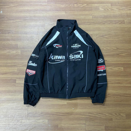 Kawasaki Racing Jacket Black 川崎 美式復古刺繡 機車風夾克