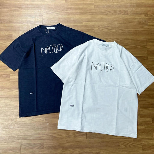 Nautica White Sail Label Line Logo Bamboo SS Tee