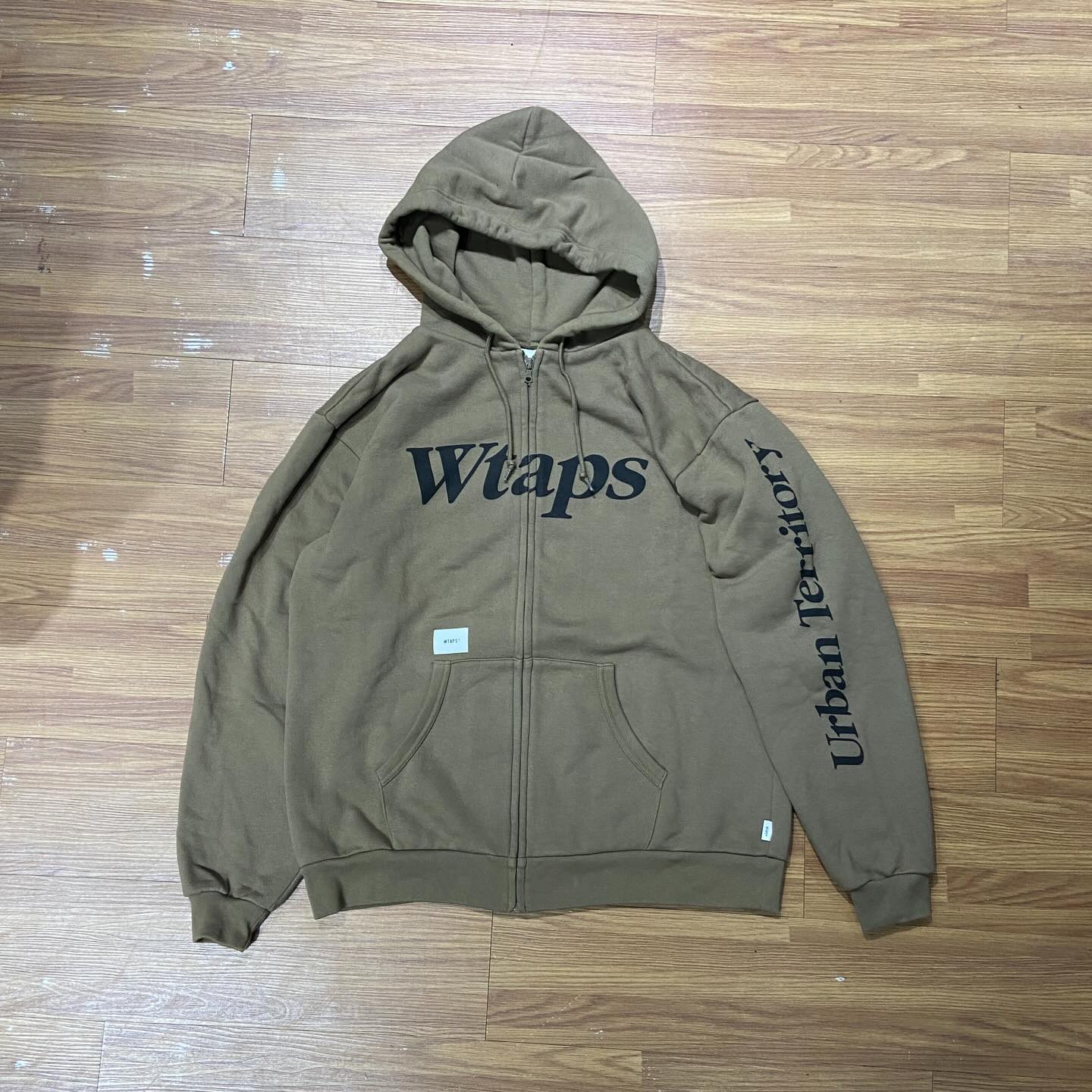 Wtaps Academy Zip Up Hooded Sweatshirt Olive Drab 182ATDT-CSM23