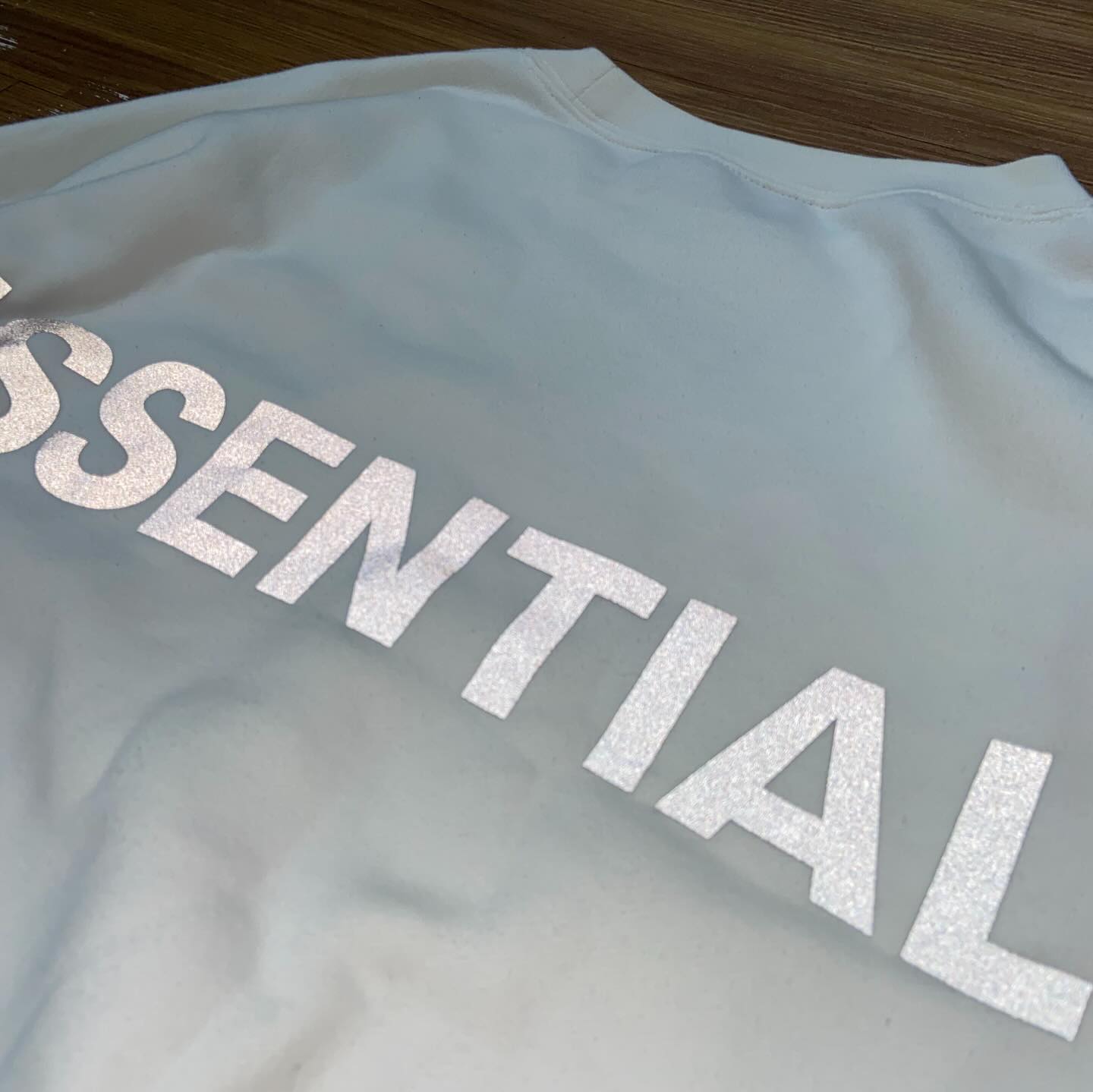 Fear Of God (FOG) Essentials 3M Reflective Back Logo Sweat Crewneck White (Display Item)