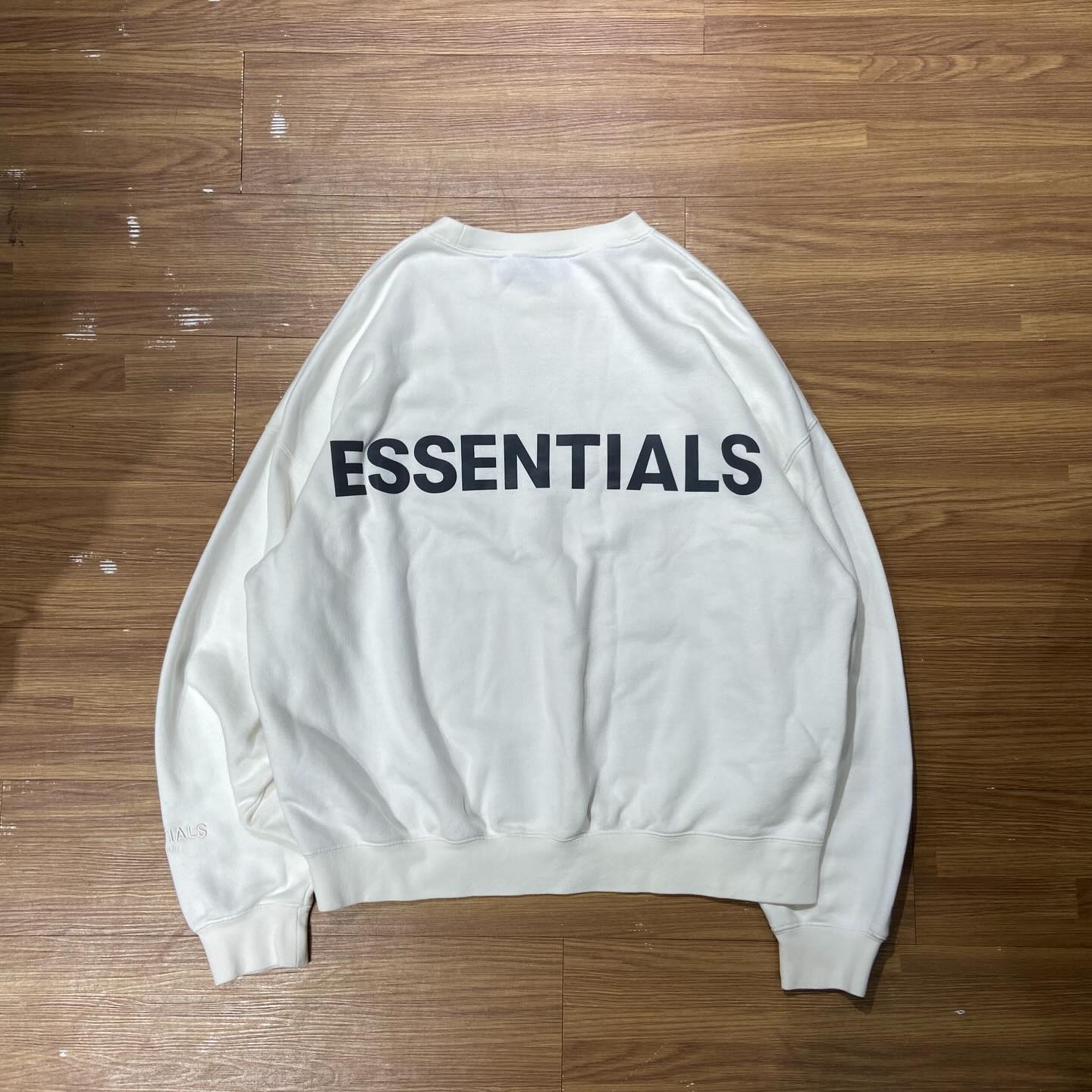 Fear Of God (FOG) Essentials 3M Reflective Back Logo Sweat Crewneck White (Display Item)
