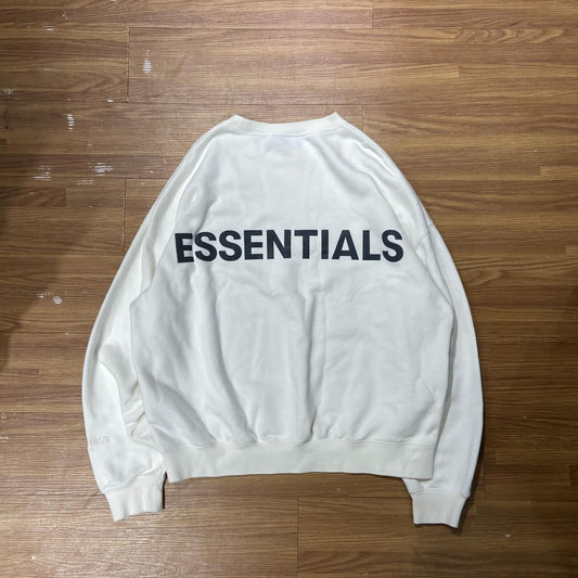 Fear Of God (FOG) Essentials 3M Reflective Back Logo Sweat Crewneck White (Display Item)