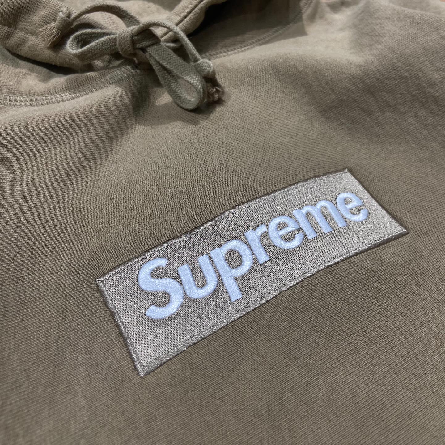 Supreme Box Logo Hooded Sweatshirt Dark Sand (Olive)  (Display Item)
