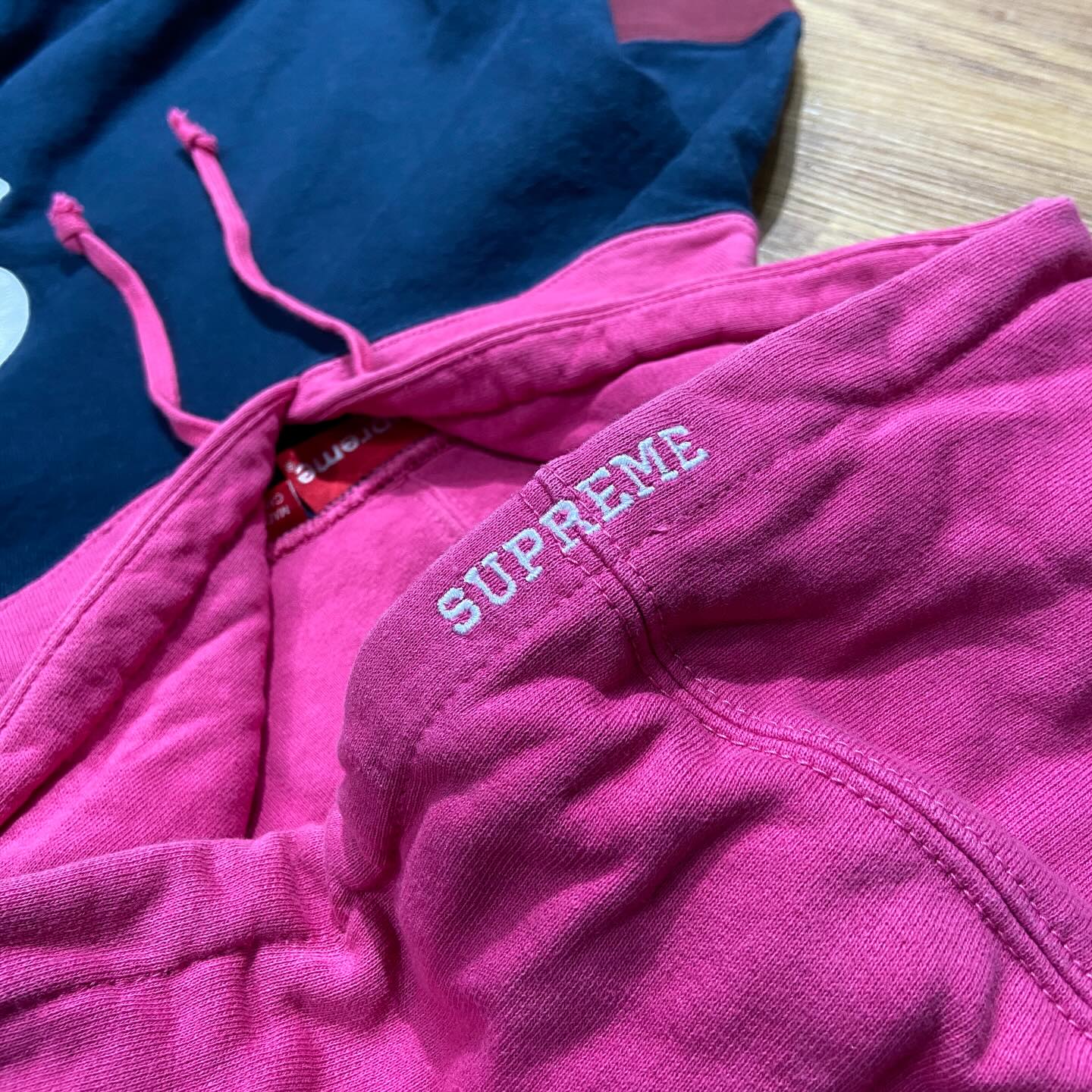 Supreme S Logo Color Blocked Hooded Sweatshirt Navy (Display Item)