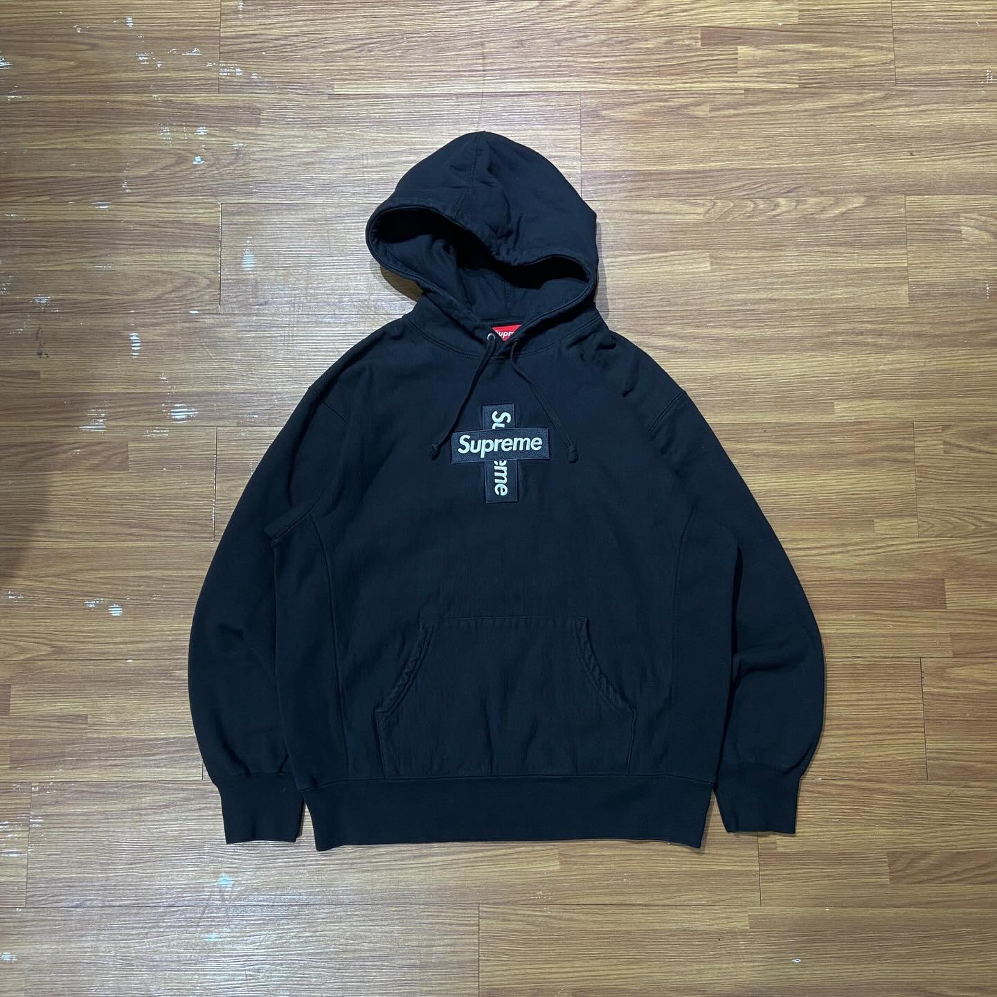 Supreme Cross Box Logo Hooded Sweatshirt Black (Display Item)
