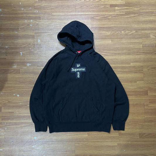 Supreme Cross Box Logo Hooded Sweatshirt Black (Display Item)