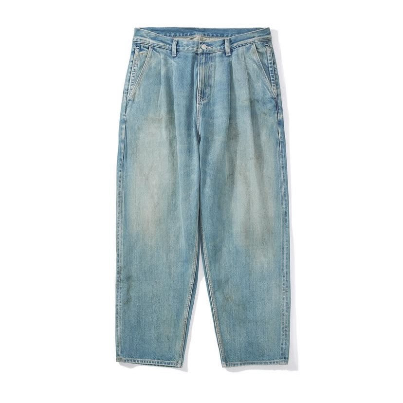 Laprima Vintage Washed Crease Denim Jeans Light Blue