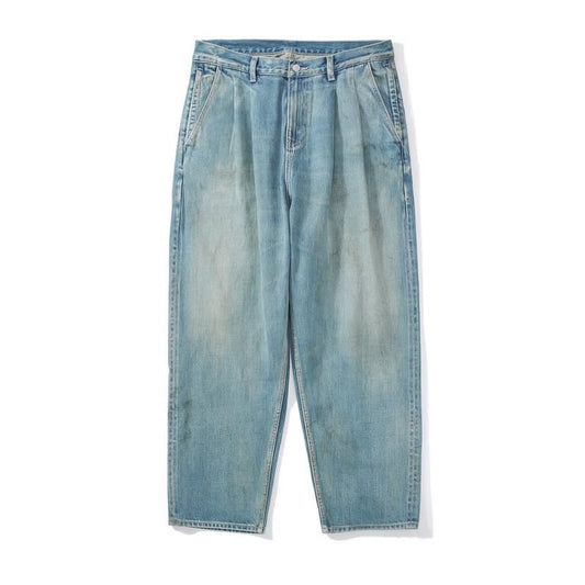 Laprima Vintage Washed Crease Denim Jeans Light Blue