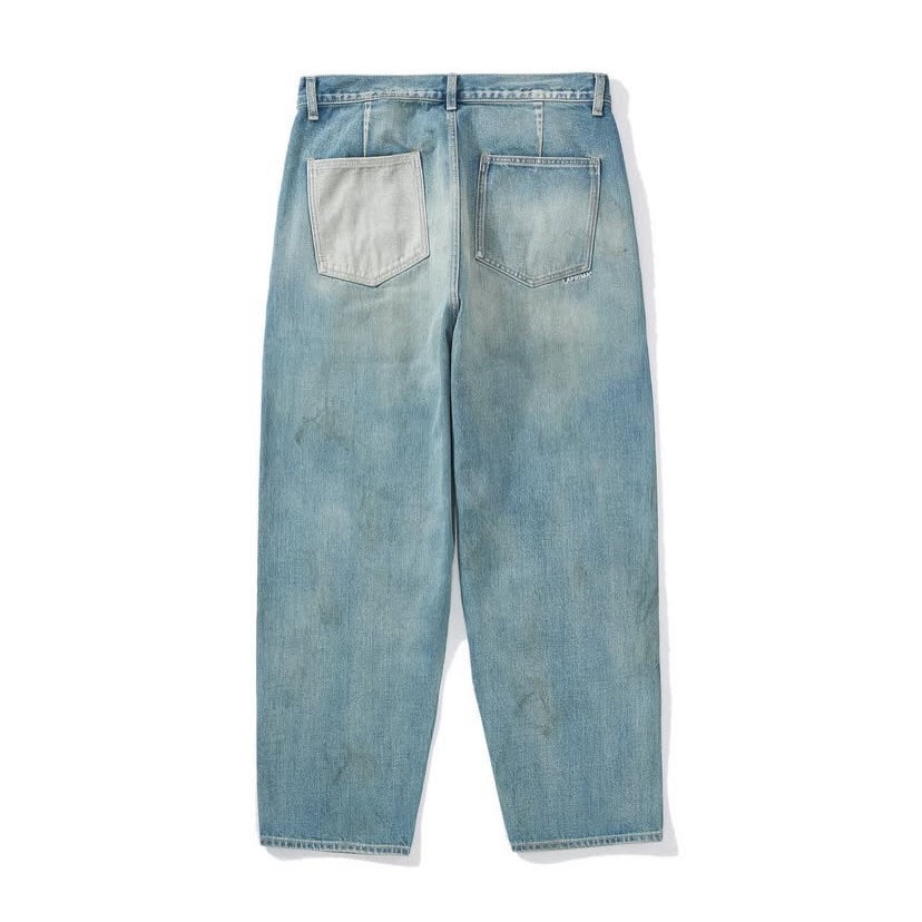 Laprima Vintage Washed Crease Denim Jeans Light Blue