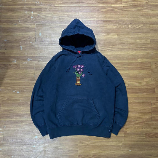 Supreme Flowers Hooded Sweatshirt 💐 Navy (Used)