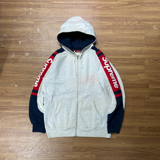 Supreme Hooded Track Zip Up Sweater Grey (Used)