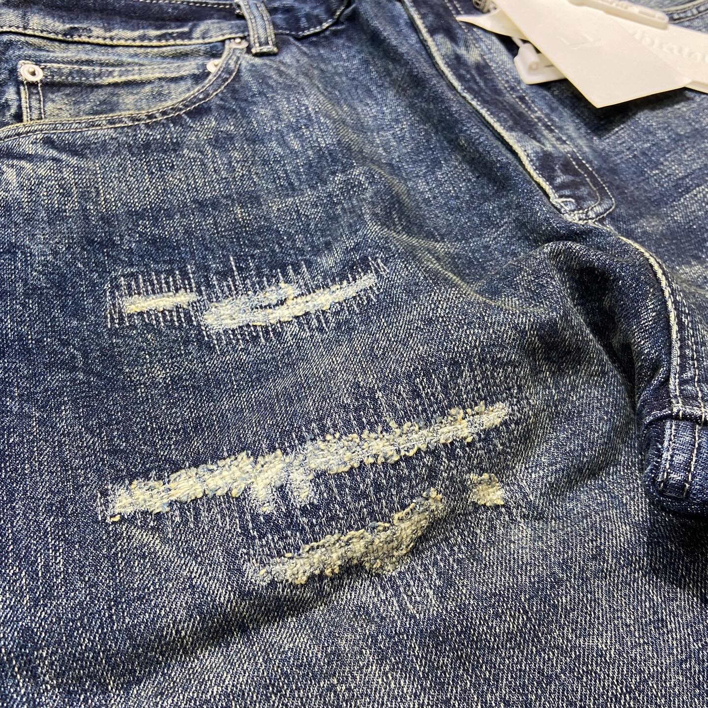 Norybrand Washed Crushed Denim Jeans Indigo Blue