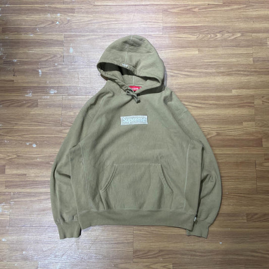 Supreme Box Logo Hooded Sweatshirt Dark Sand (Olive)  (Display Item)