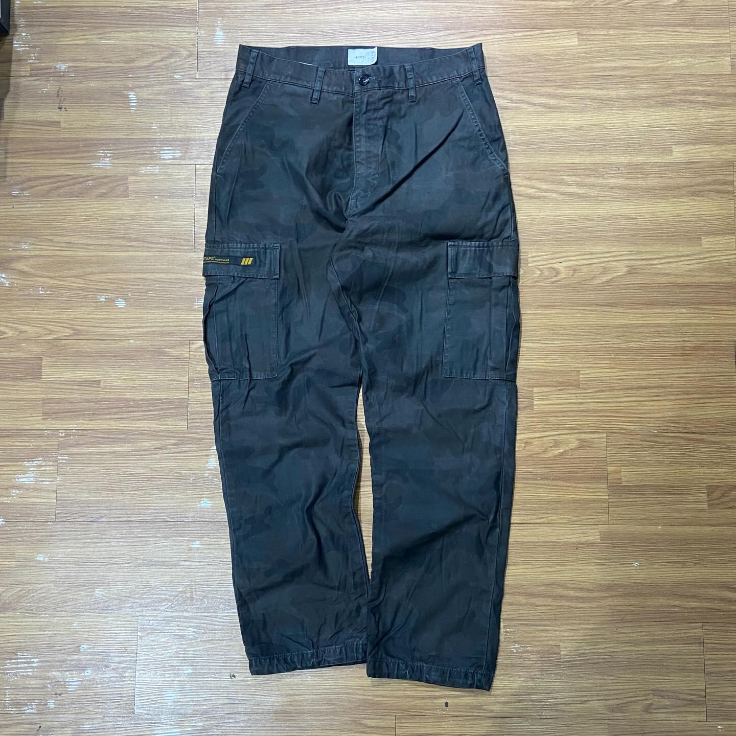 WTAPS JUNGLE STOCK 02 TROUSERS / COTTON. SATIN CAMO Washed Black (Used)