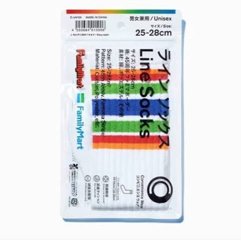 (日版) Family Mart Convenient Store Long Crew Socks 45th Anniv. Famima Stripe White 木村拓哉 著用長襪