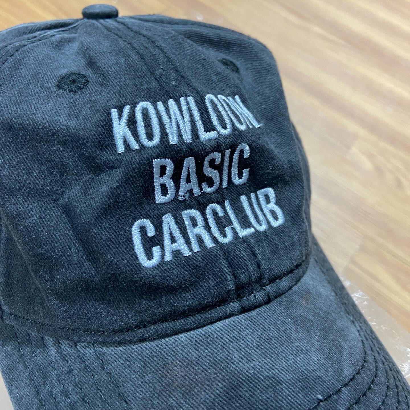 GRs Kowloon Basic Car Club Crew Embroidery Logo Cap Faded Flame Washed Black (Display Item)