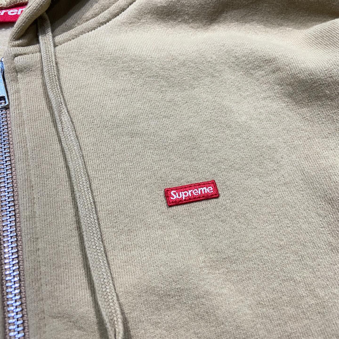 Supreme Small Box Hooded Full Zip Sweatshirt Dark Tan (Made in Canada)