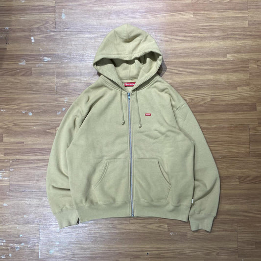 Supreme Small Box Hooded Full Zip Sweatshirt Dark Tan (Made in Canada)