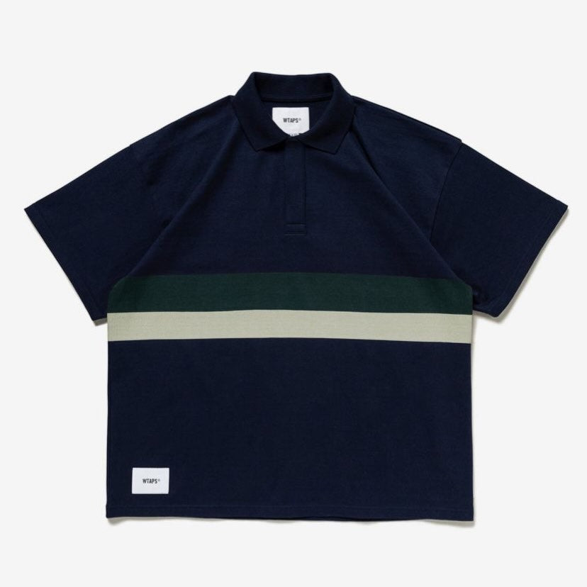 WTAPS CUT&SEWN MC POLO SS / COTTON. TEXTILE Navy  (Display Item)
