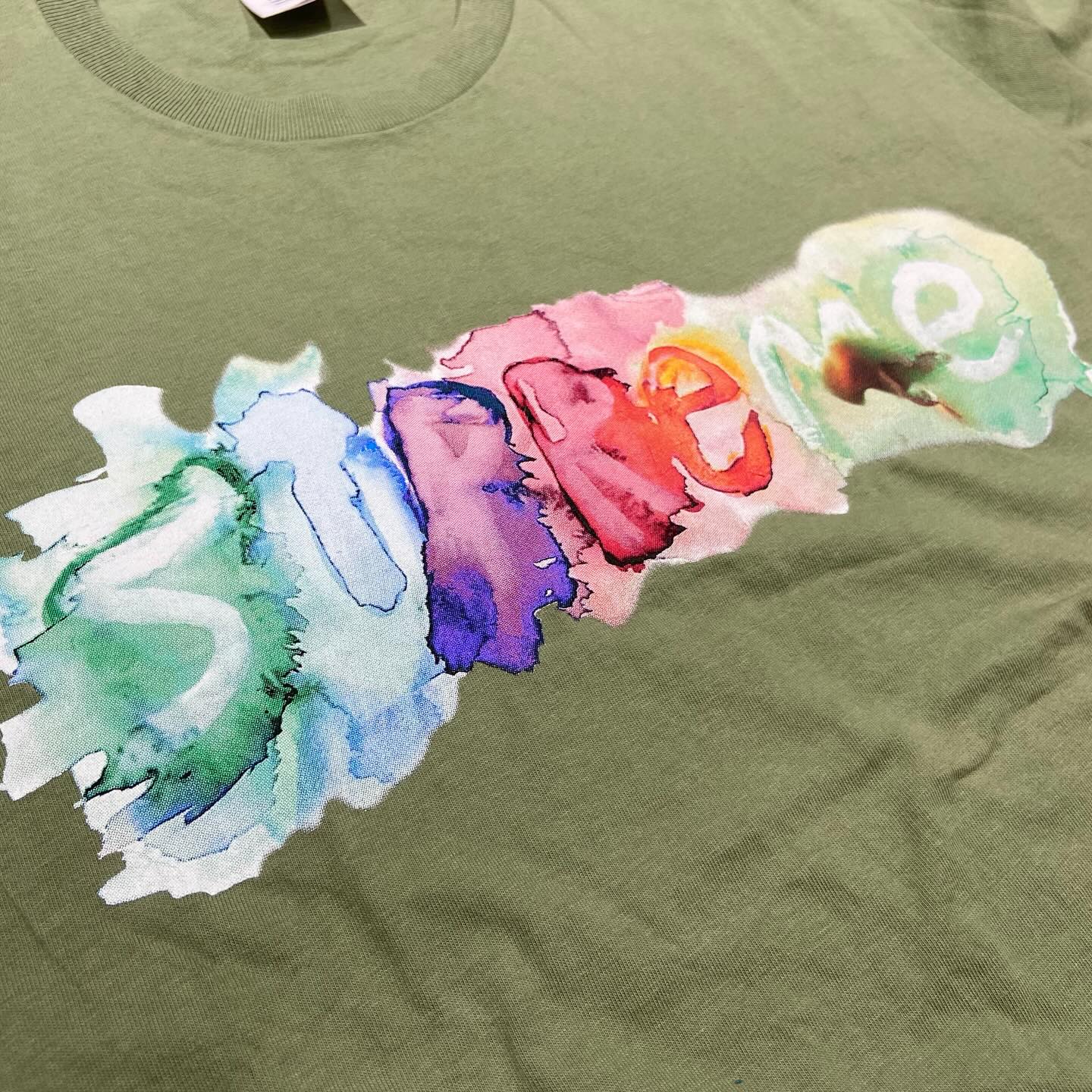 Supreme Watercolor Tee Light Olive (Used)