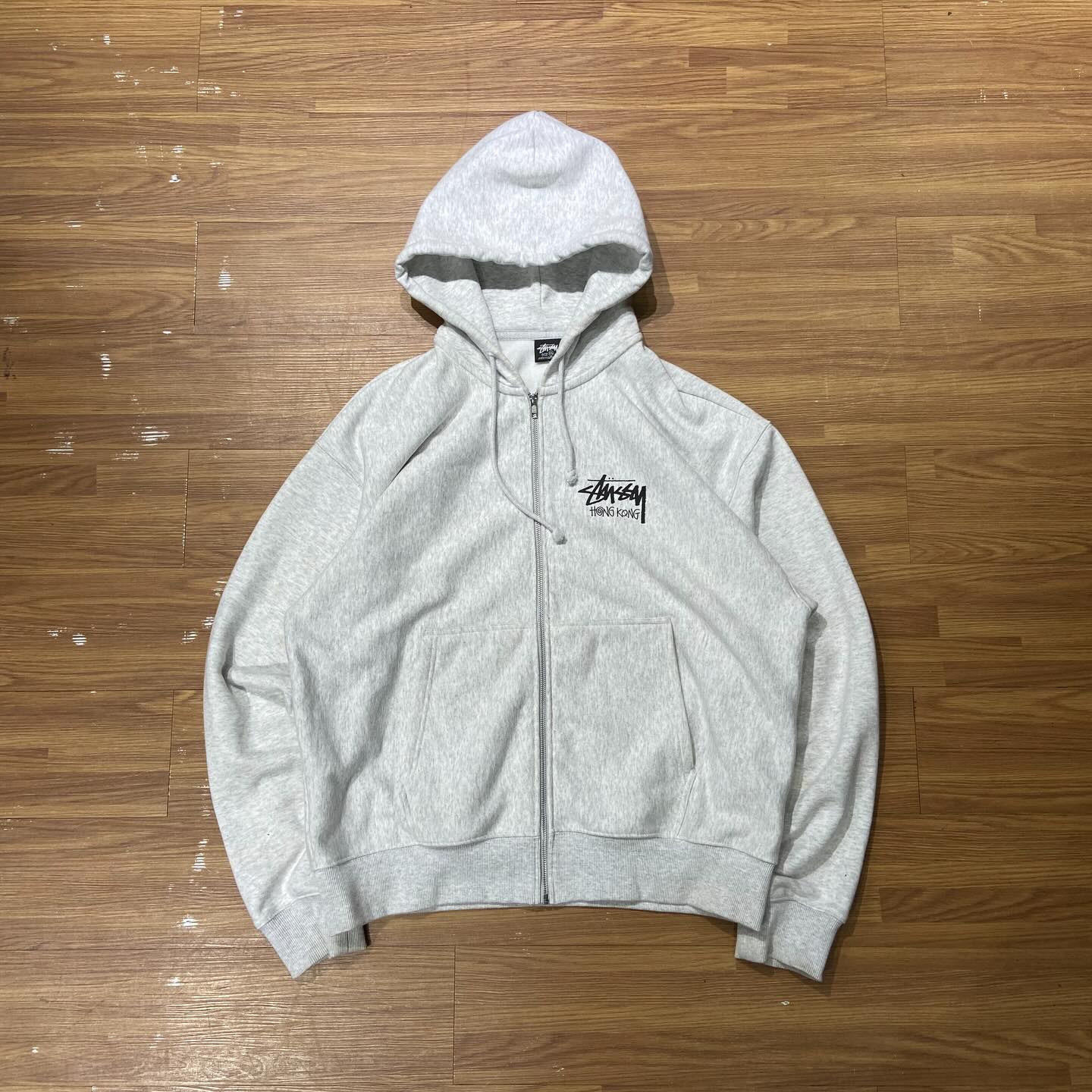 Stussy Logo Hooded Zip Up Hong Kong (香港限定🇭🇰) Heather Grey (Used)