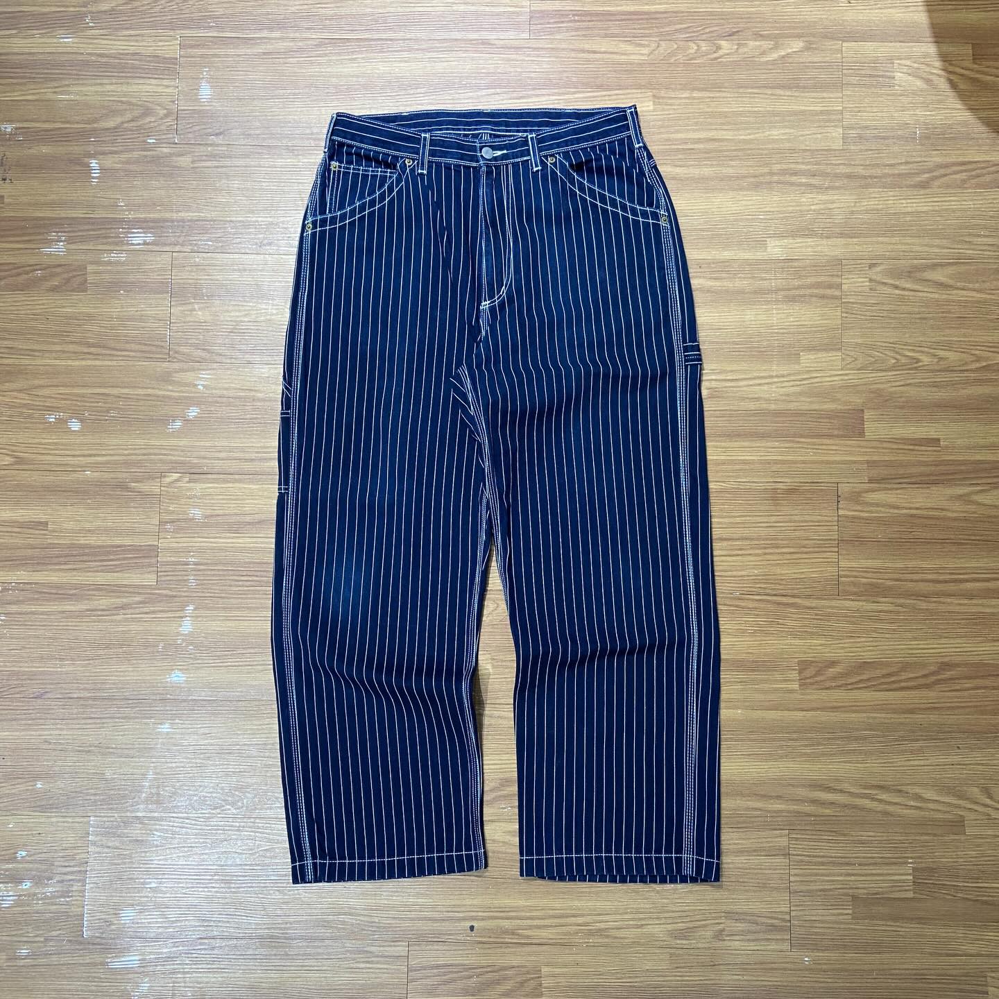 GU Wabash Denim Cinchback Painter Jeans Indigo Blue