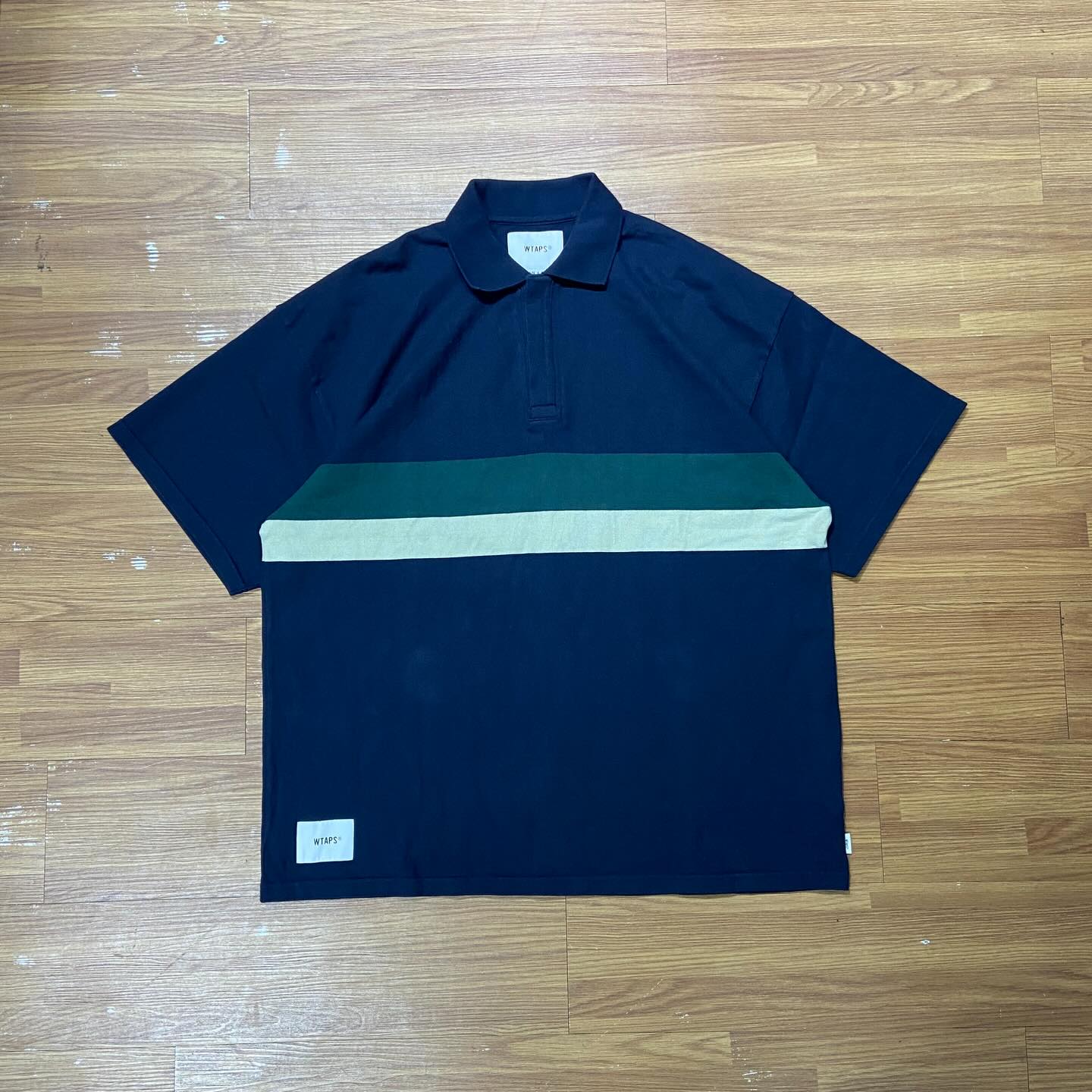 WTAPS CUT&SEWN MC POLO SS / COTTON. TEXTILE Navy  (Display Item)