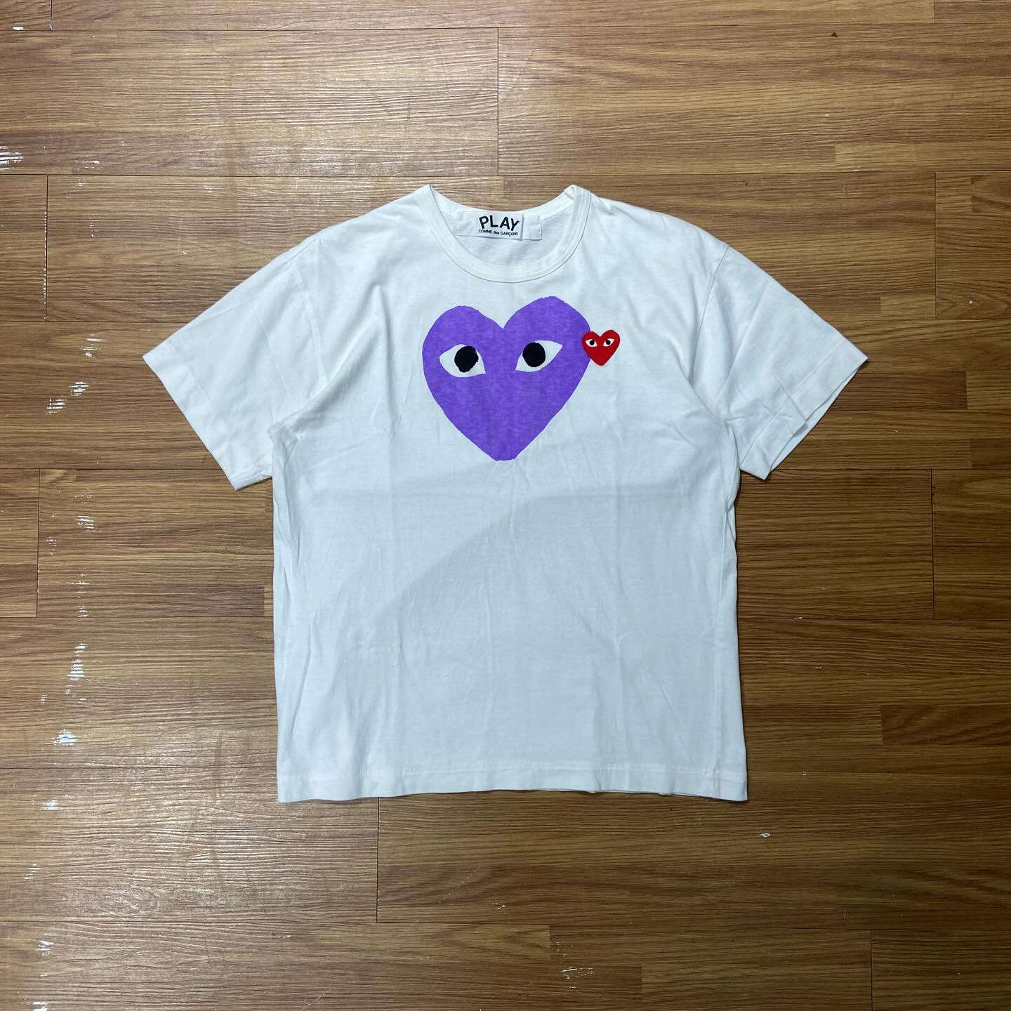Comme des Garçons (CDG) Play Heart Tee White Women 大紫細紅心 (Used)