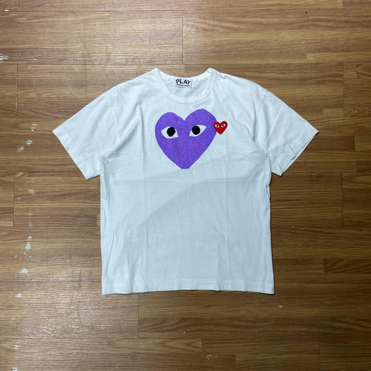 Comme des Garçons (CDG) Play Heart Tee White Women 大紫細紅心 (Used)