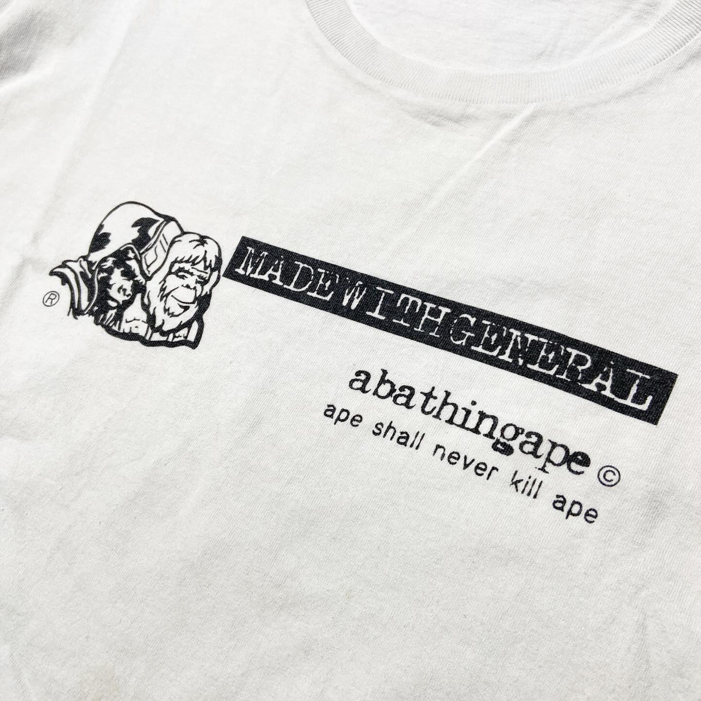Bape OG General Name “Ape Shall Never Kill Ape” Tee White (Used)