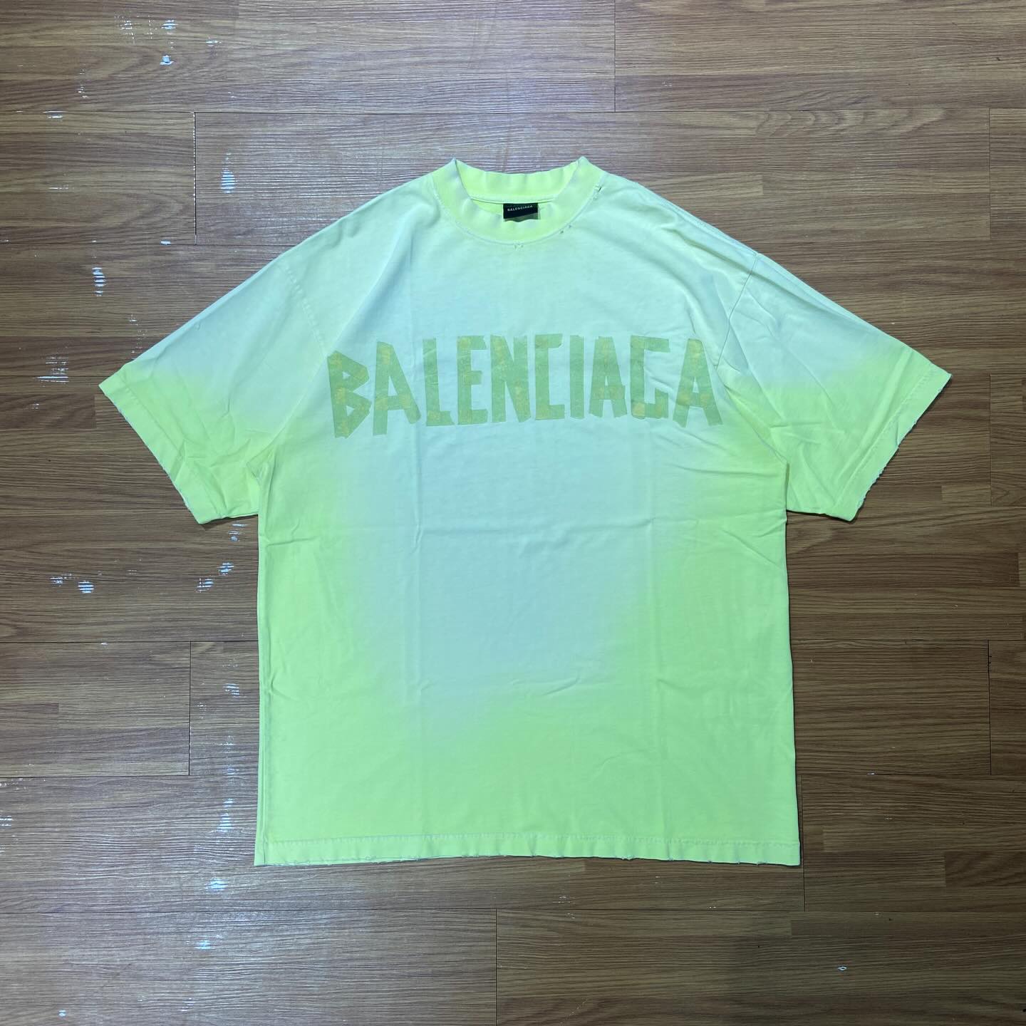 Balenciaga Tape BB Logo Tee SS (Oversized) Neon Yellow (Display Item)
