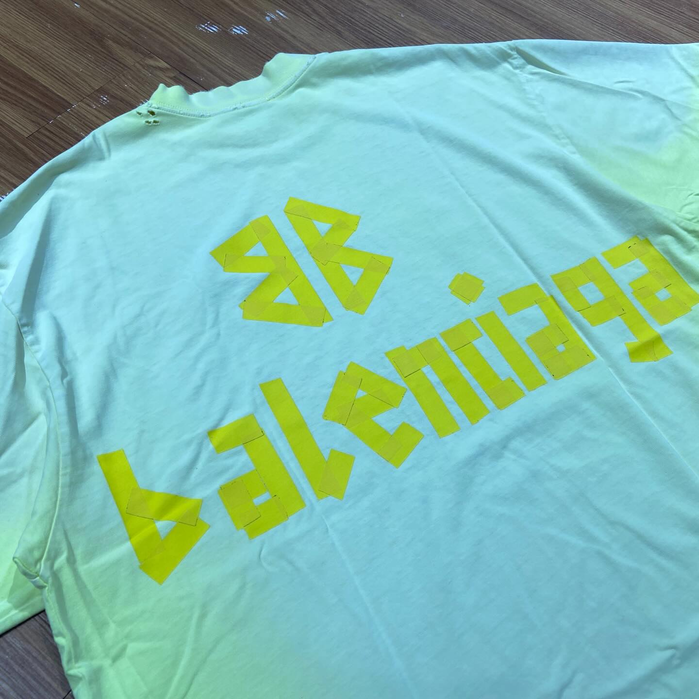 Balenciaga Tape BB Logo Tee SS (Oversized) Neon Yellow (Display Item)