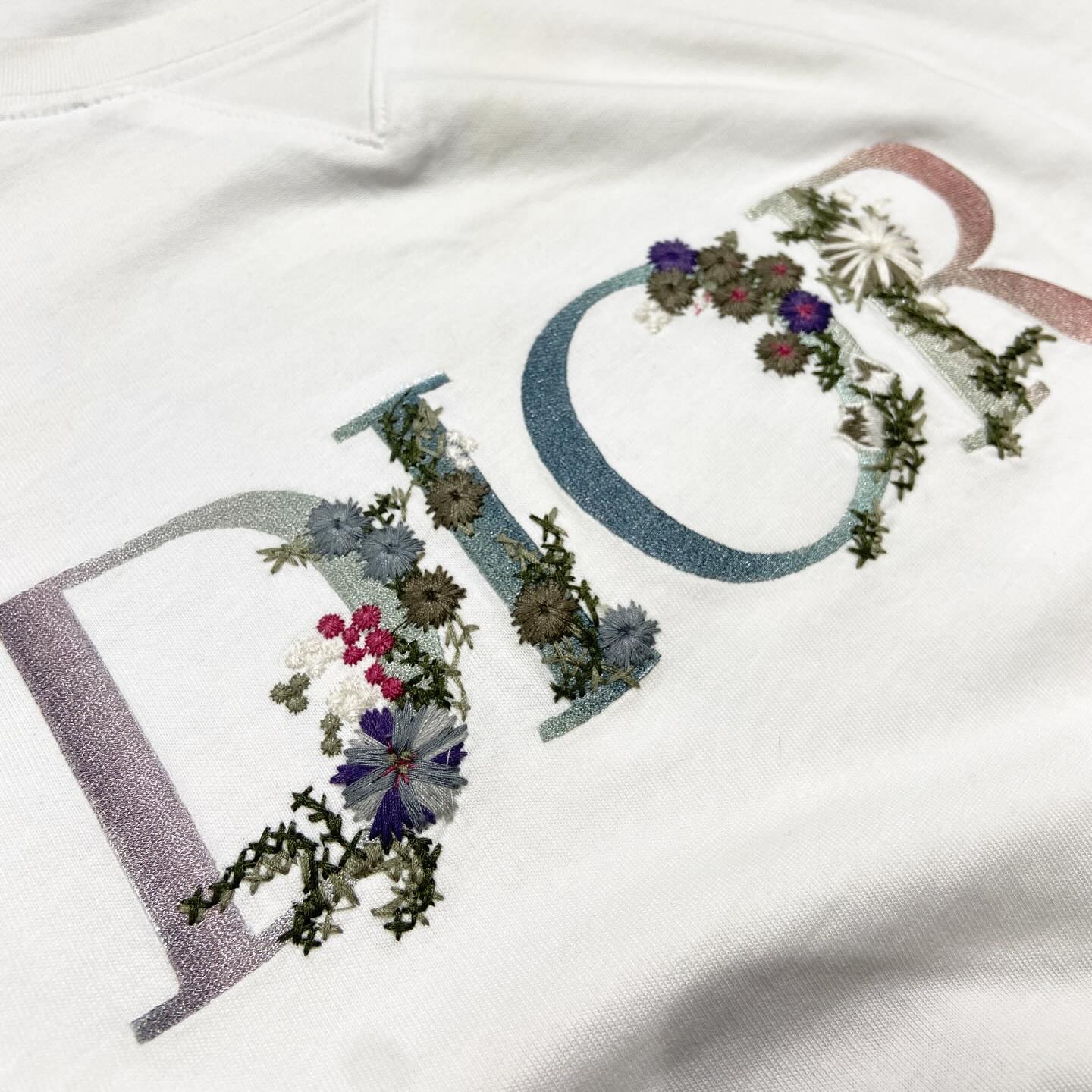 Christian Dior Embroidery Floral Tee (Made in Portugal) White (Display Item)