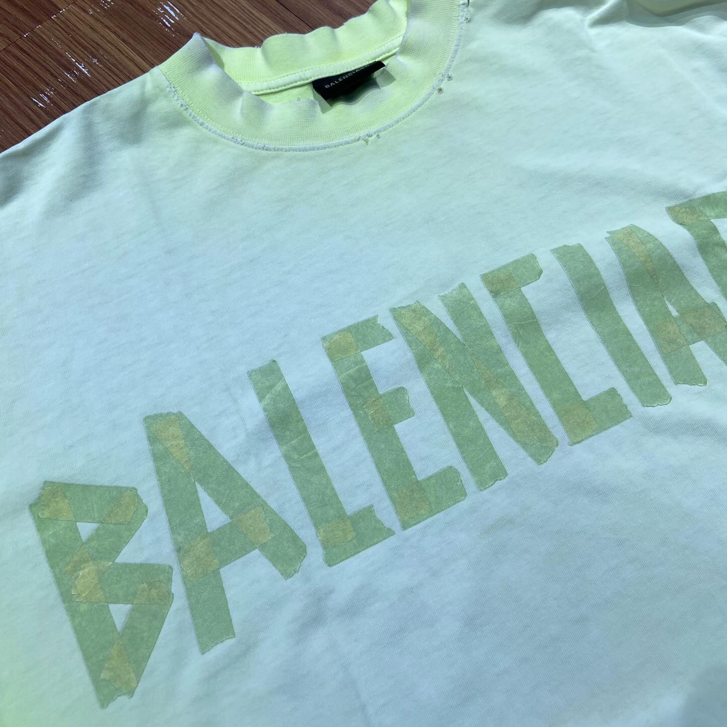 Balenciaga Tape BB Logo Tee SS (Oversized) Neon Yellow (Display Item)