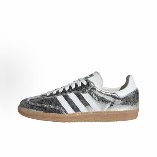 Preorder 預訂 Adidas Samba OG Metallic Silver Cracked Leather JR0035
