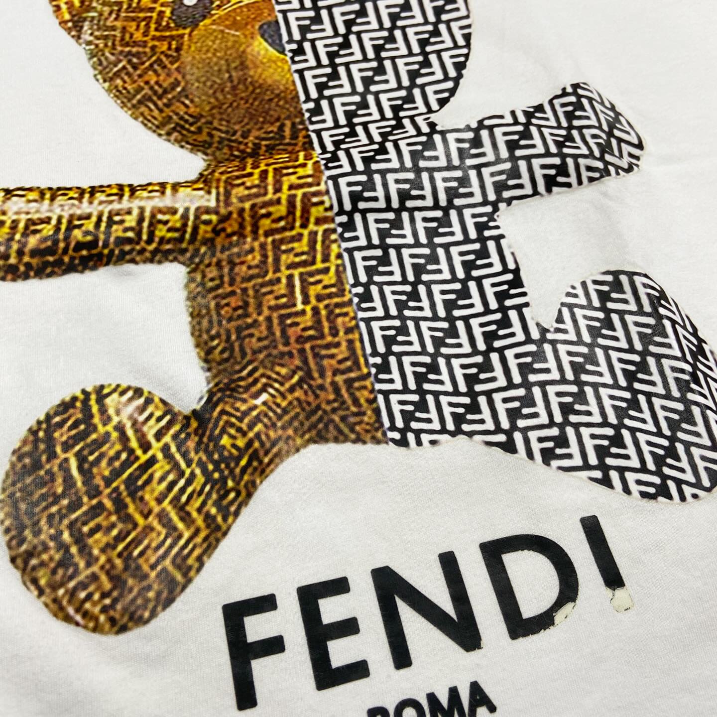 Fendi Monogram Logo Teddy Bear Tee (Made in Italy) White Women (Used)