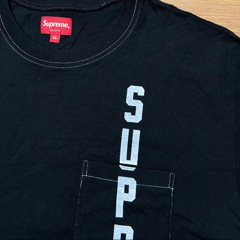 Supreme Contrast Stitch Pocket Tee Black (Display Item)