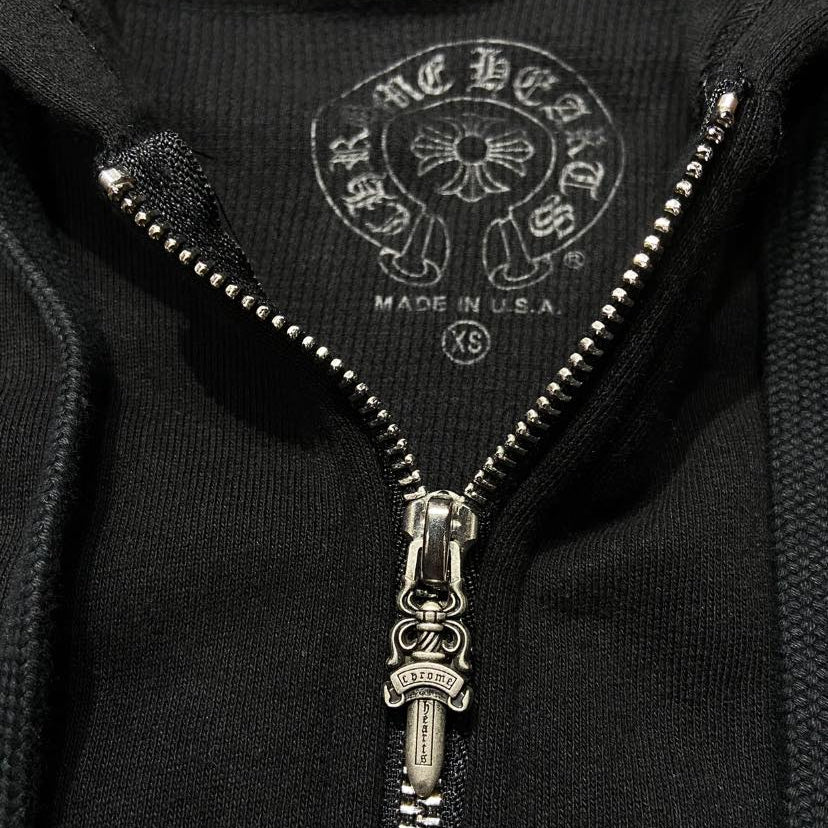 Chrome Hearts Horseshoe Print Hooded Zip Up (Made in USA) Black (Display Item)