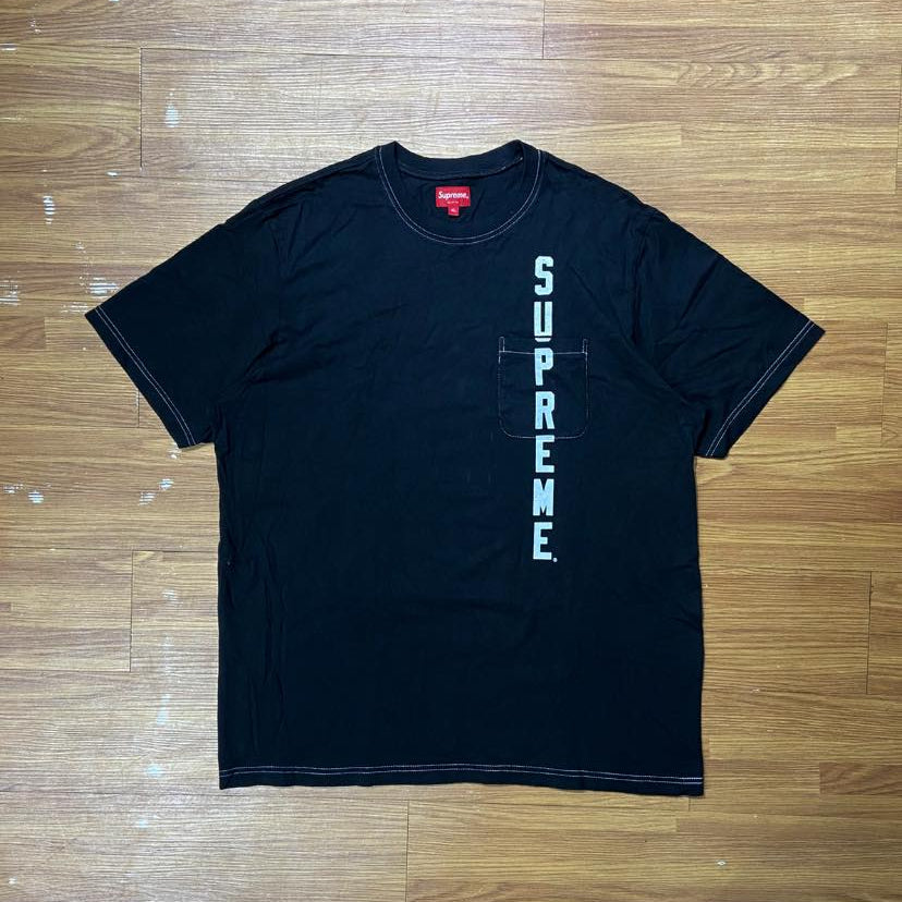Supreme Contrast Stitch Pocket Tee Black (Display Item)