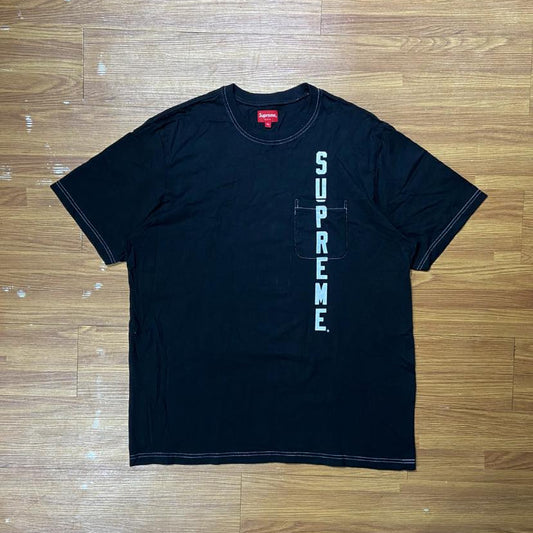 Supreme Contrast Stitch Pocket Tee Black (Display Item)