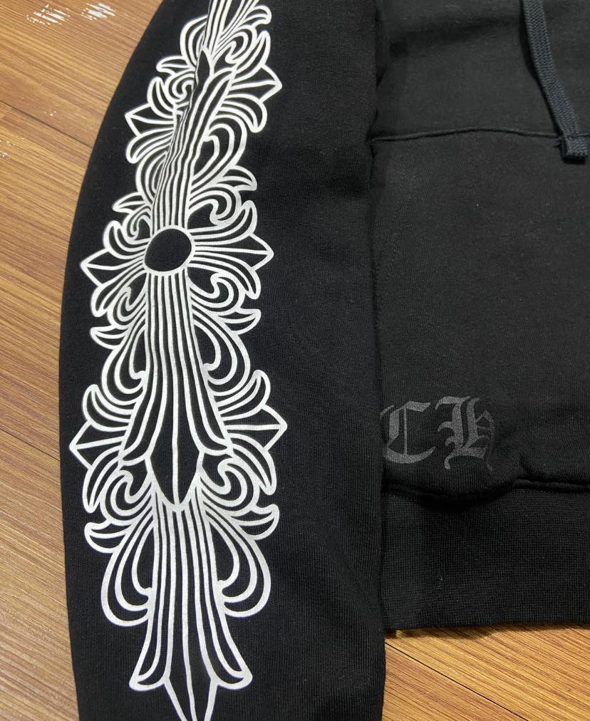 Chrome Hearts Horseshoe Print Hooded Zip Up (Made in USA) Black (Display Item)