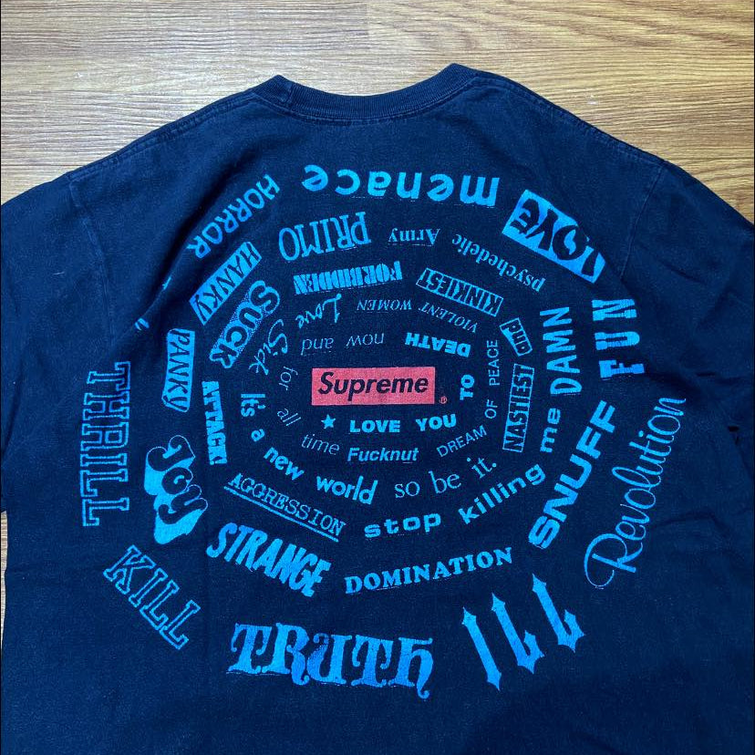 Supreme Spiral Tee  Navy (Used)